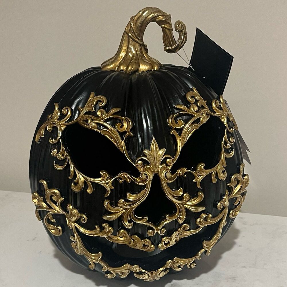 Christian Siriano Halloween Black & Gold Ornate LED Light Up Decor